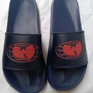 Wu Wear Slides Blue / Red Logo Size 12 box damaged